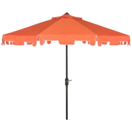 SAFAVIEH Zimmerman 9 ft. Market Umbrella, Orange and White PAT8000G